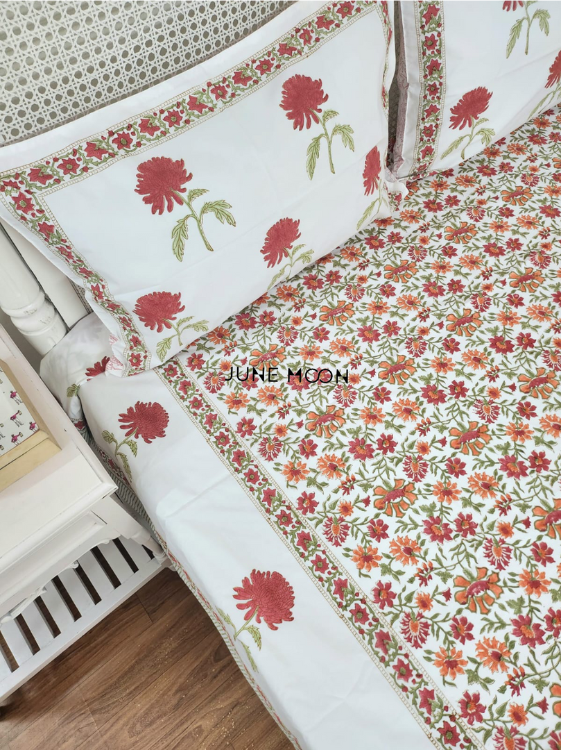 Rustic Garden - Block Printed Bedsheet Set