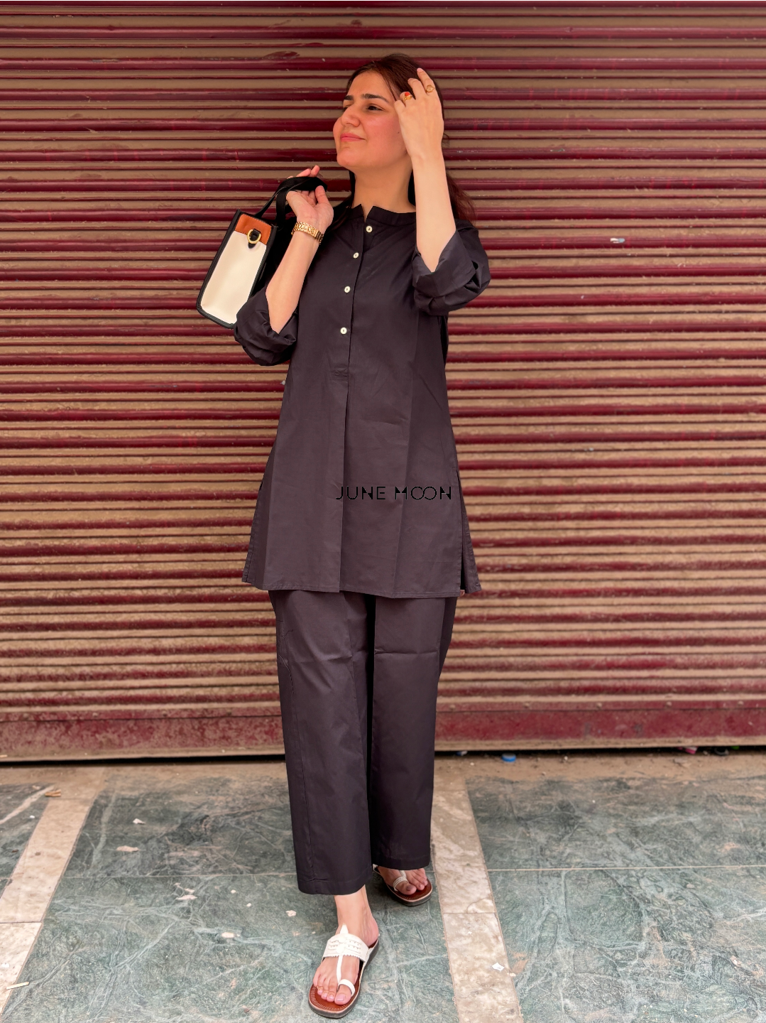 Victoria Co-Ord Set - Charcoal Black