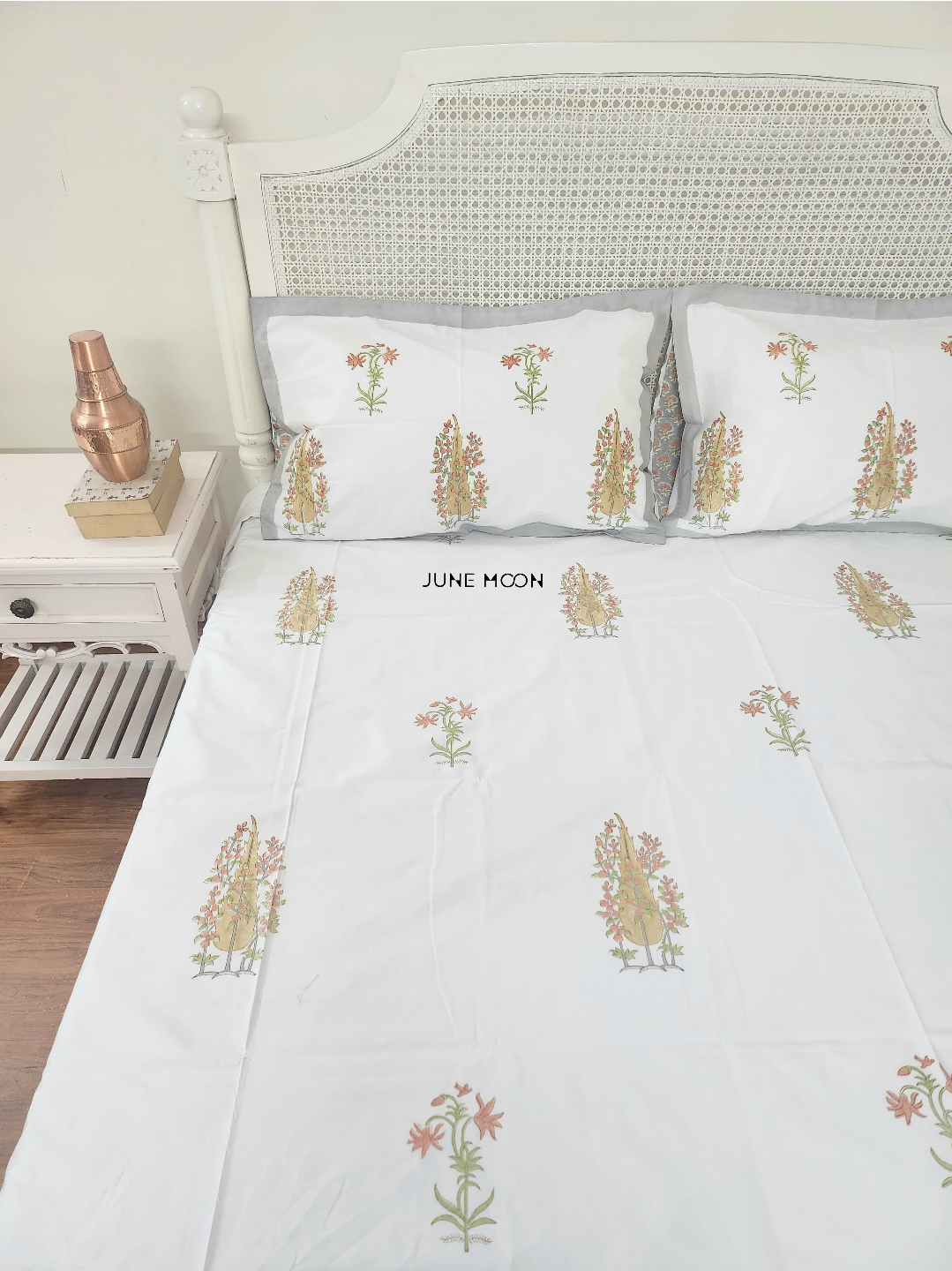 Mandarin Garden - Block Printed Bedsheet Set