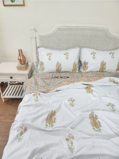 Mandarin Garden - Block Printed Muslin Dohar