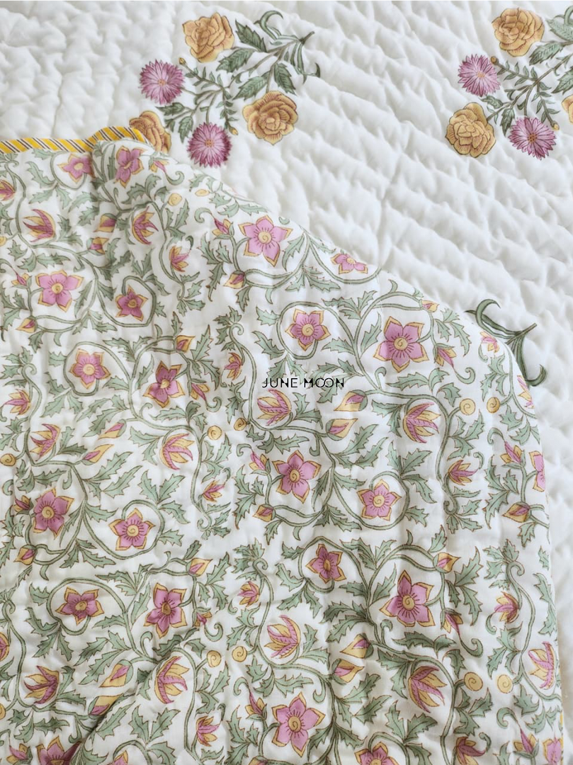 Sunehri Dhoop - Block Printed Muslin Quilt