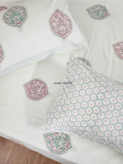 Sweet Grace - Block Printed Bedsheet Set (Cream Base)