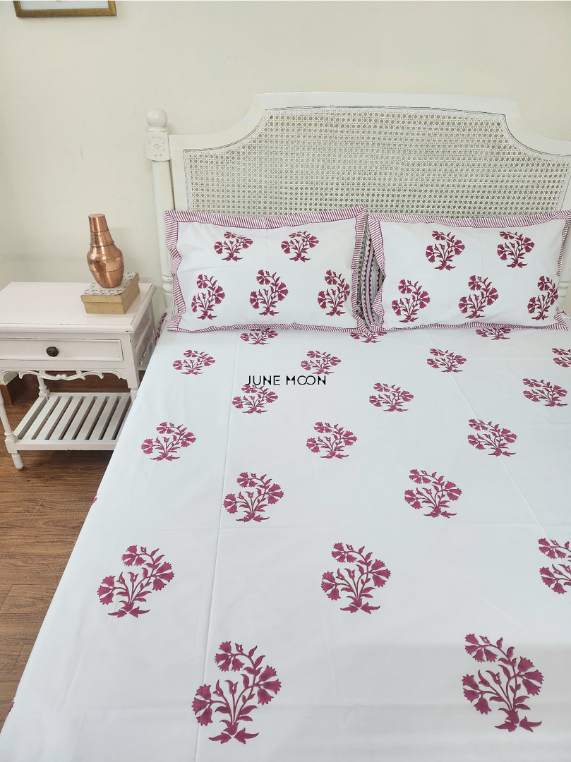 Berry Beautiful - Block Printed Bedsheet Set