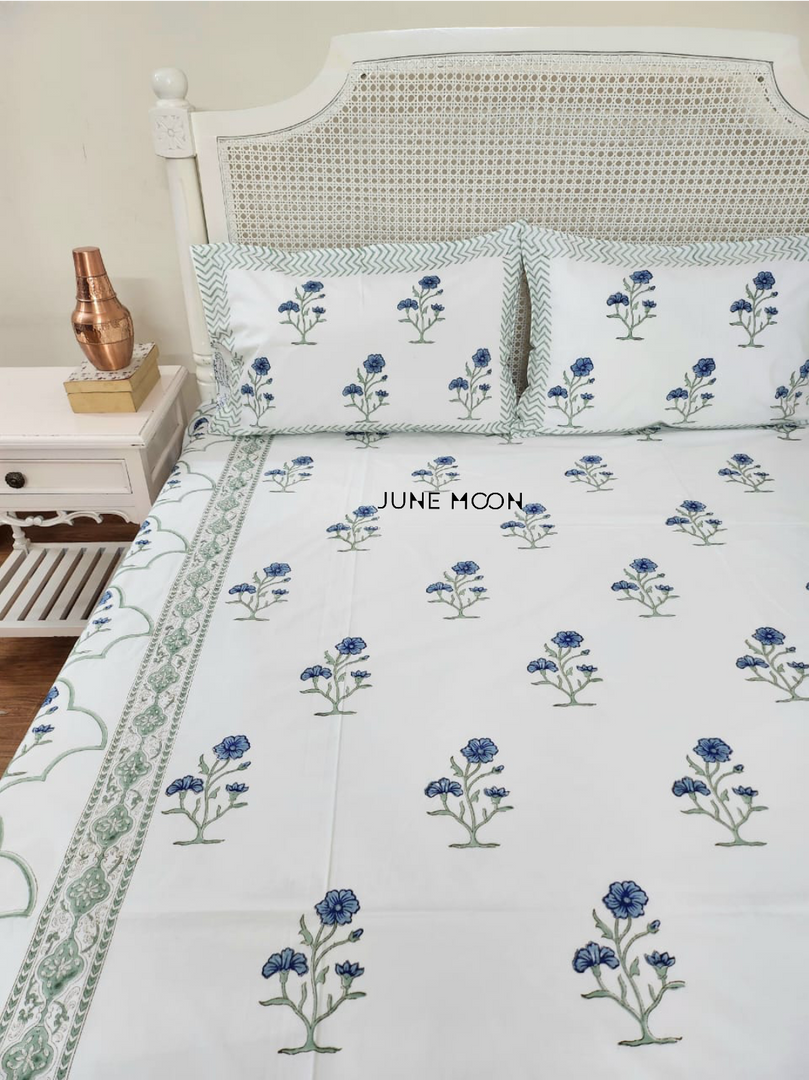 Sea Shore - Block Printed Bedsheet Set