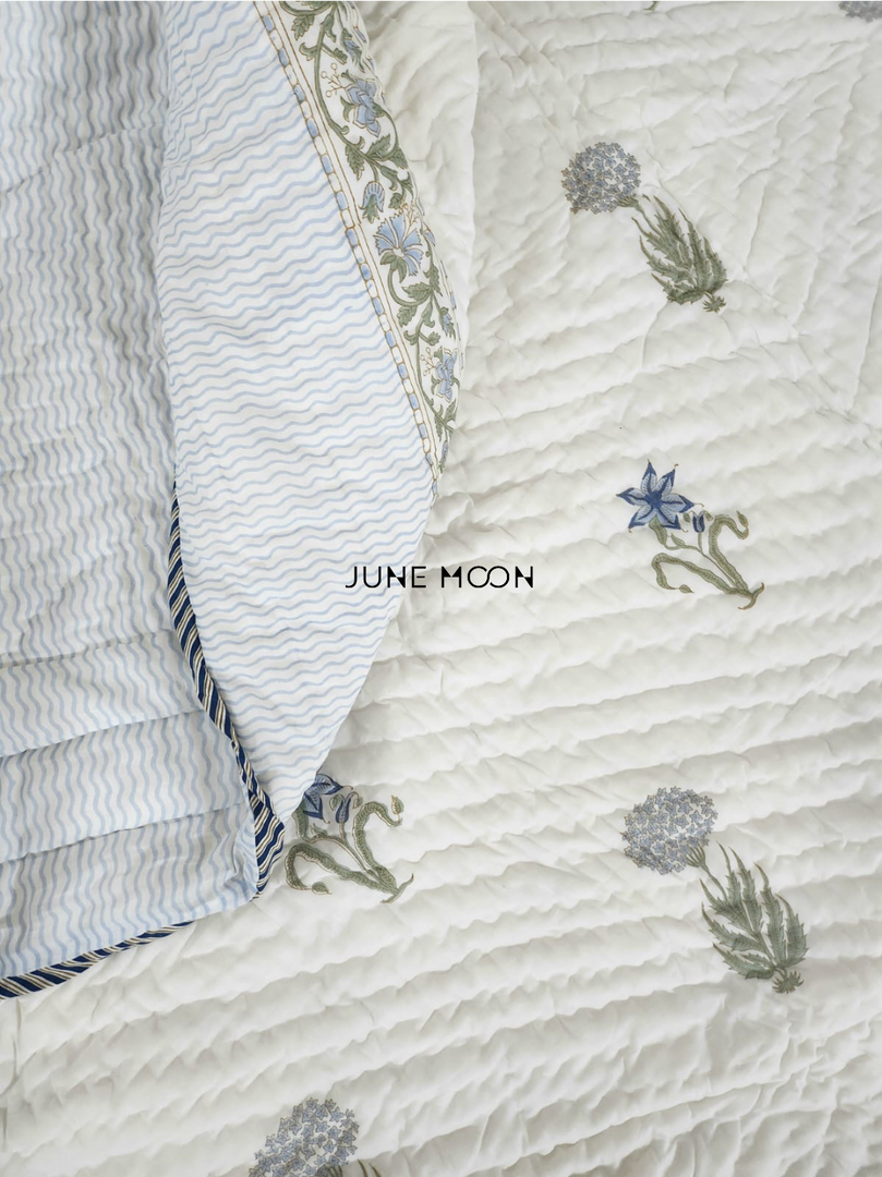 In The Sky - Block Printed Muslin Quilt