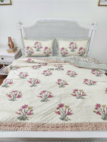 Load image into Gallery viewer, Umang - Set of Quilt &amp; Bedsheet (Cream Base)
