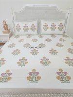 Load image into Gallery viewer, Heart Of Gold - Block Printed Bedsheet Set (Cream Base)

