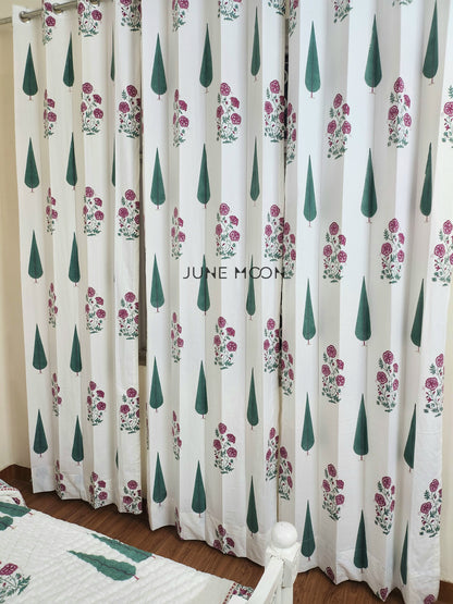 Rose Blush - Block Printed Curtains