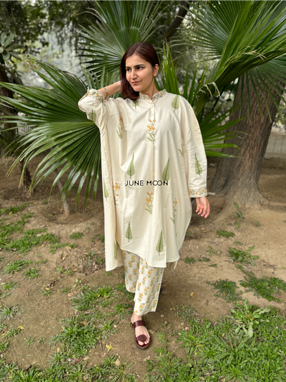 Inner Glow - Boxy Fit High Low Lined Kurta Set (Kurta &amp; Pants)