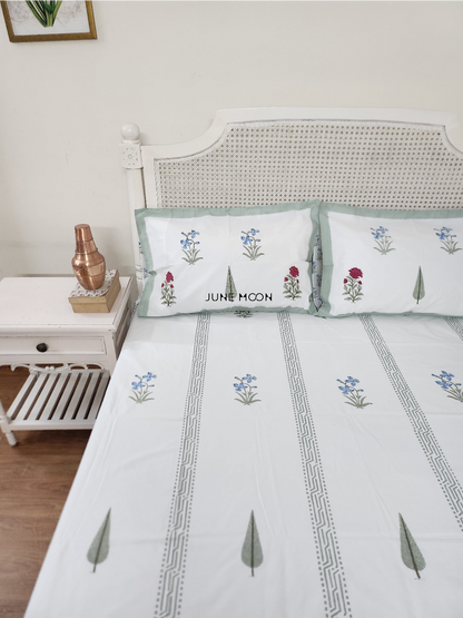 French Garden - Block Printed Bedsheet Set