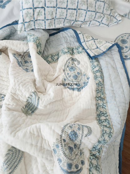 Midnight In Milan - Block Printed Muslin Quilt