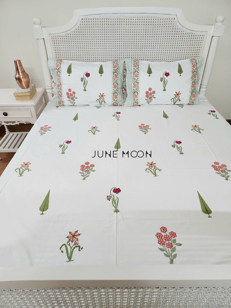 Summer Rouge - Block Printed Bedsheet Set