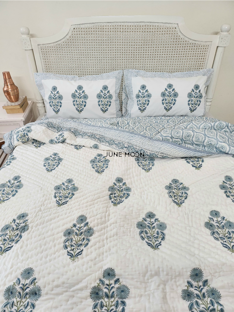 Sensing Serenity - Block Printed Muslin Quilt