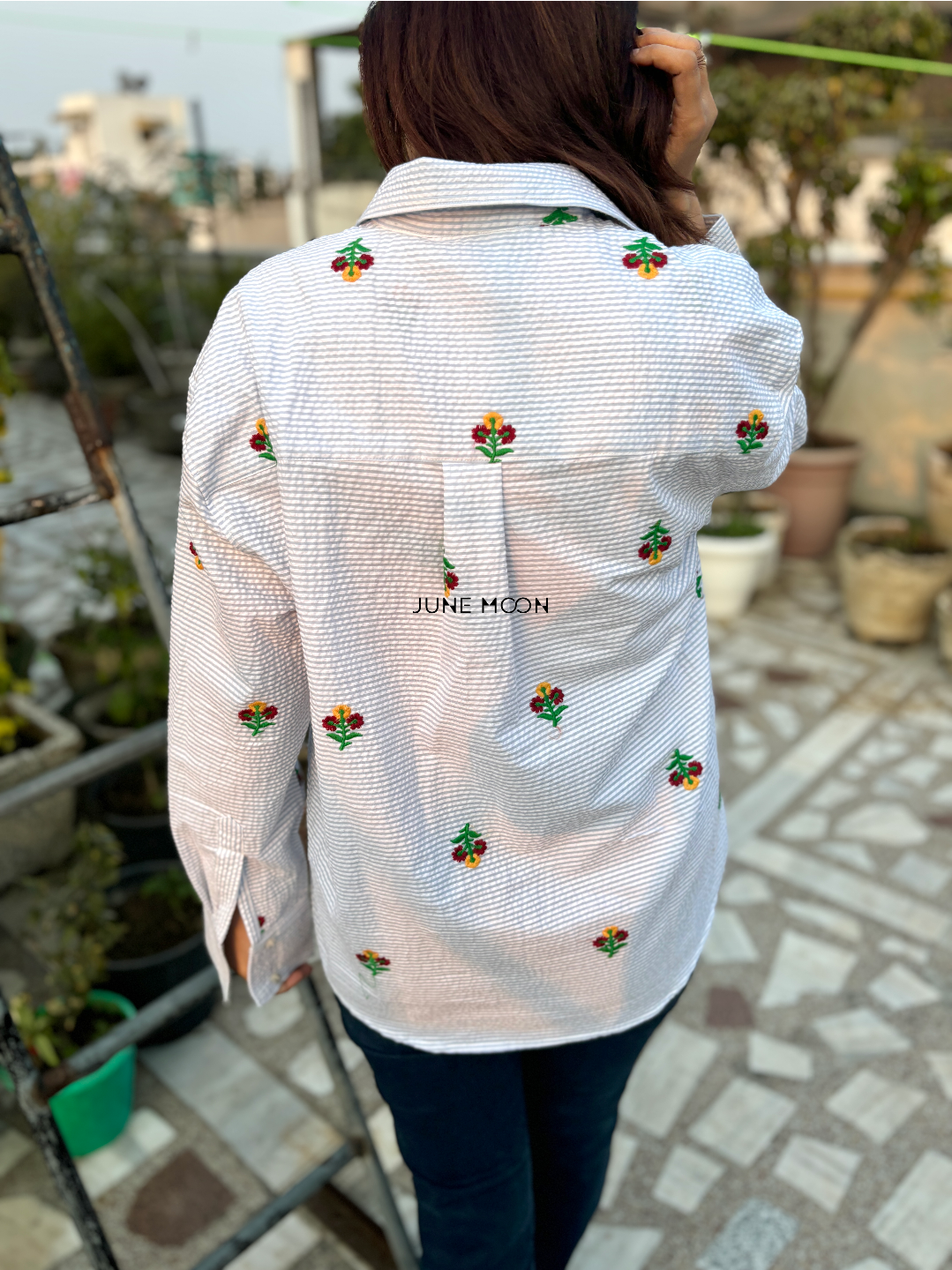 Dainty Drops - Loose Fit Embroidered Shirt