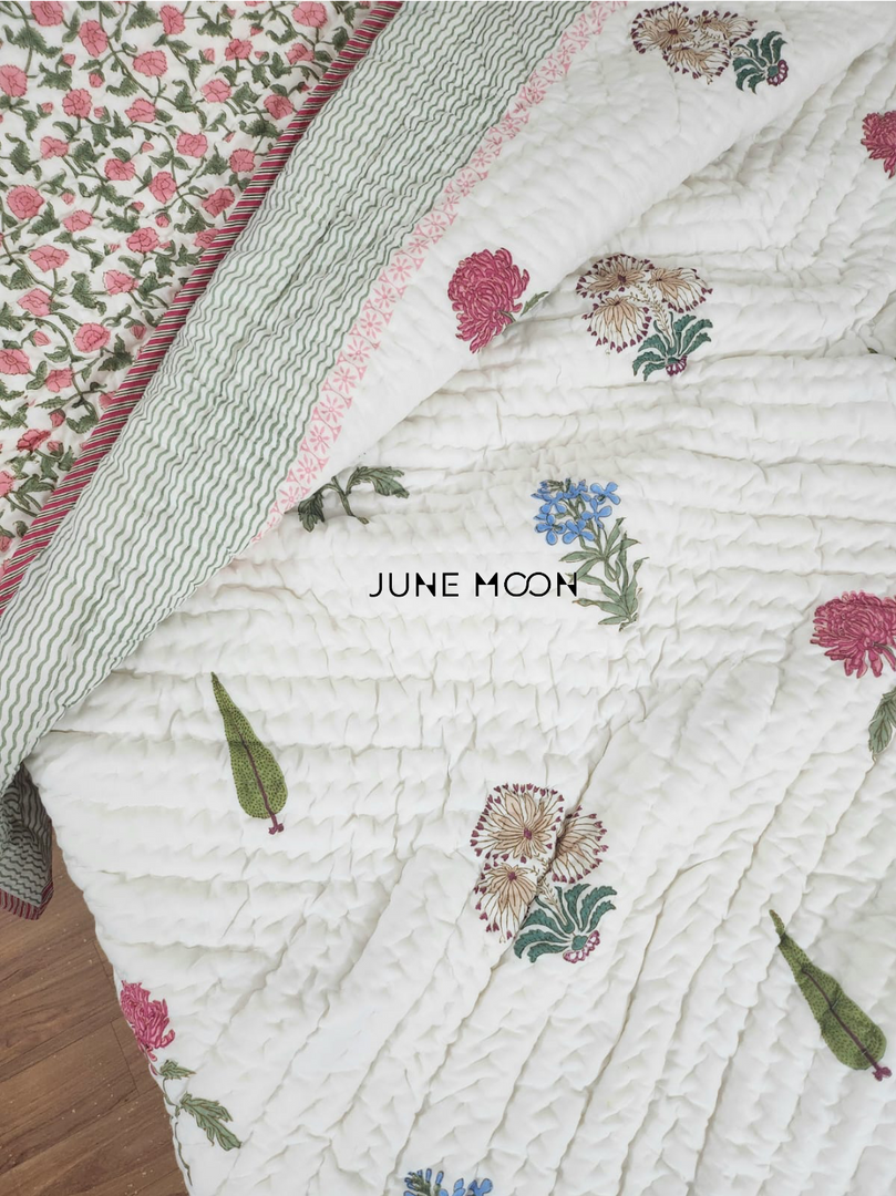 Summer Rose - Block Printed Muslin Quilt