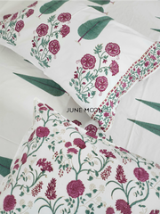 Rose Blush - Block Printed Bedsheet Set