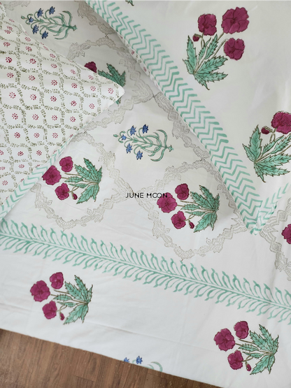 Roseate - Block Printed Bedsheet Set