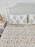 Load image into Gallery viewer, Rusty Farm - Block Printed Bedsheet Set (Cream Base)
