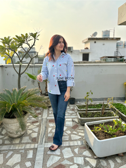 Dainty Drops - Loose Fit Embroidered Shirt