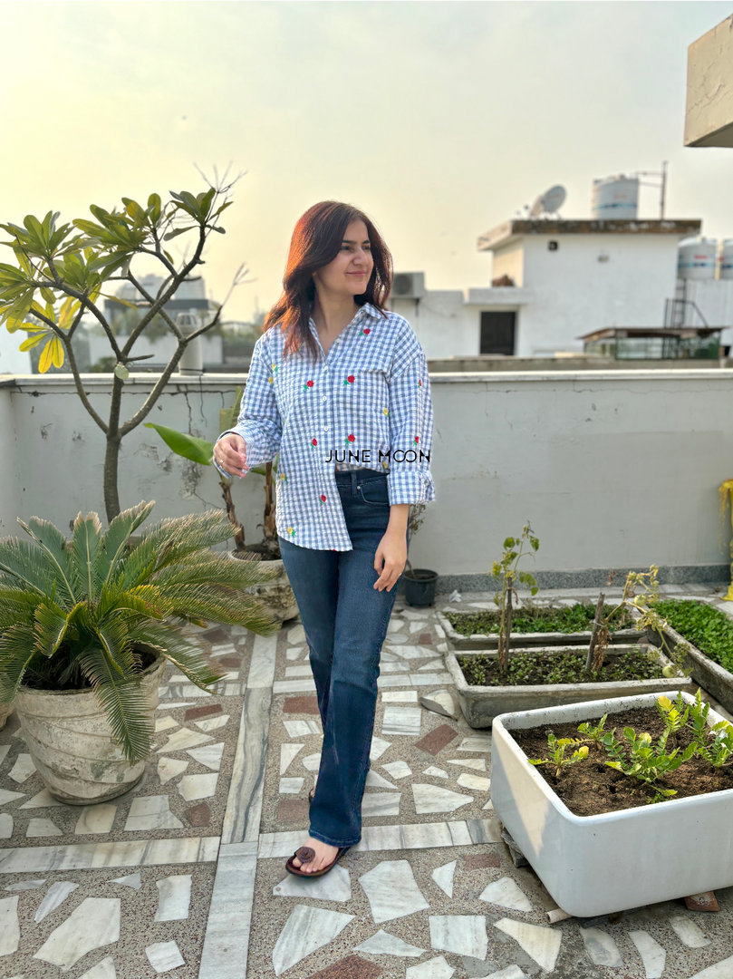 Dainty Drops - Loose Fit Embroidered Shirt