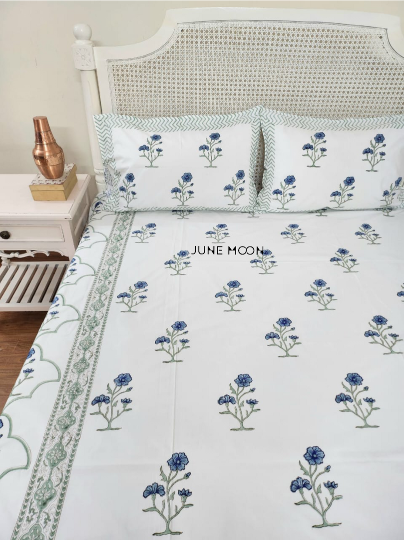 Sea Shore - Block Printed Bedsheet Set