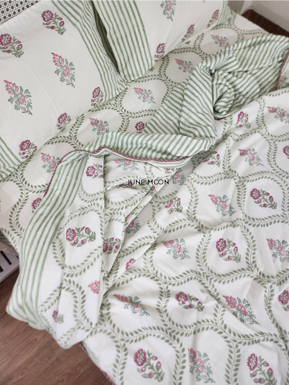 Rosewood - Block Printed Muslin Dohar (Cream Base)
