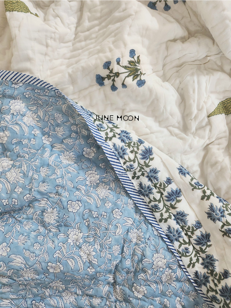 Chandni Bagh - Block Printed Muslin Quilt (108*108 Inch)