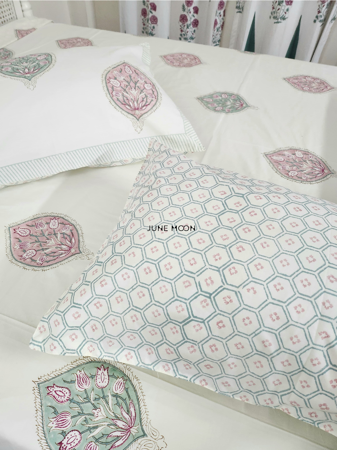 Sweet Grace - Block Printed Bedsheet Set (Cream Base)