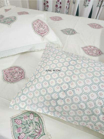 Sweet Grace - Block Printed Bedsheet Set (Cream Base)