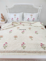 Load image into Gallery viewer, Gulnoor - Set of Quilt &amp; Bedsheet (Quilt - Cream Base)
