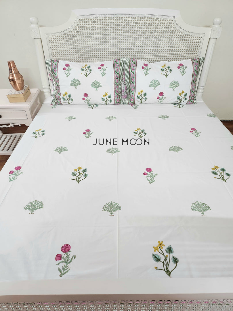 Princess Petals - Block Printed Bedsheet Set