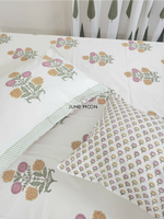 Load image into Gallery viewer, Heart Of Gold - Block Printed Bedsheet Set (Cream Base)
