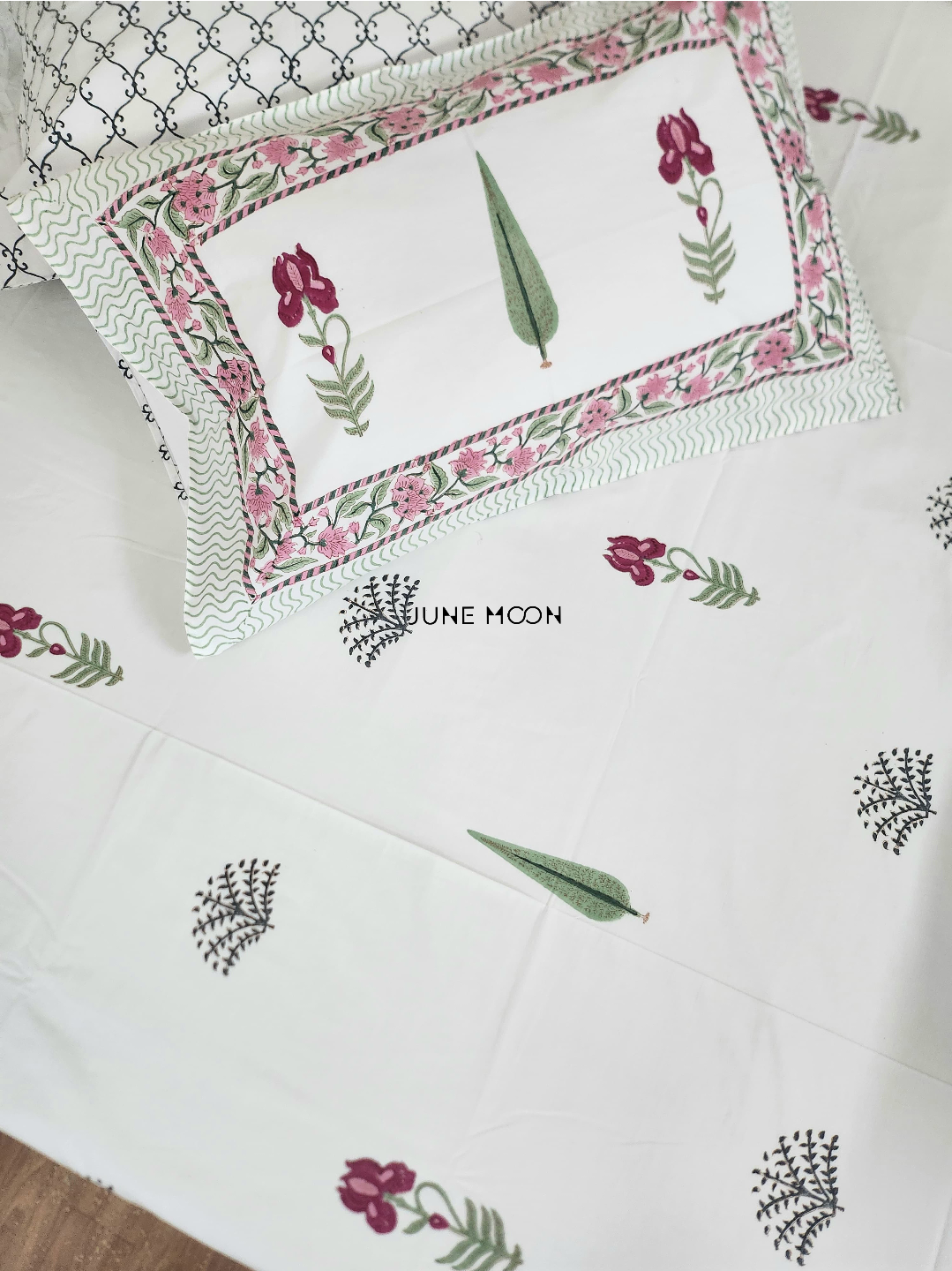 Hued Petals - Block Printed Bedsheet Set