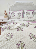 Load image into Gallery viewer, Lavender Fairy - Block Printed Muslin Quilt (Cream Base)
