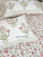 Load image into Gallery viewer, Rusty Farm - Block Printed Bedsheet Set (Cream Base)
