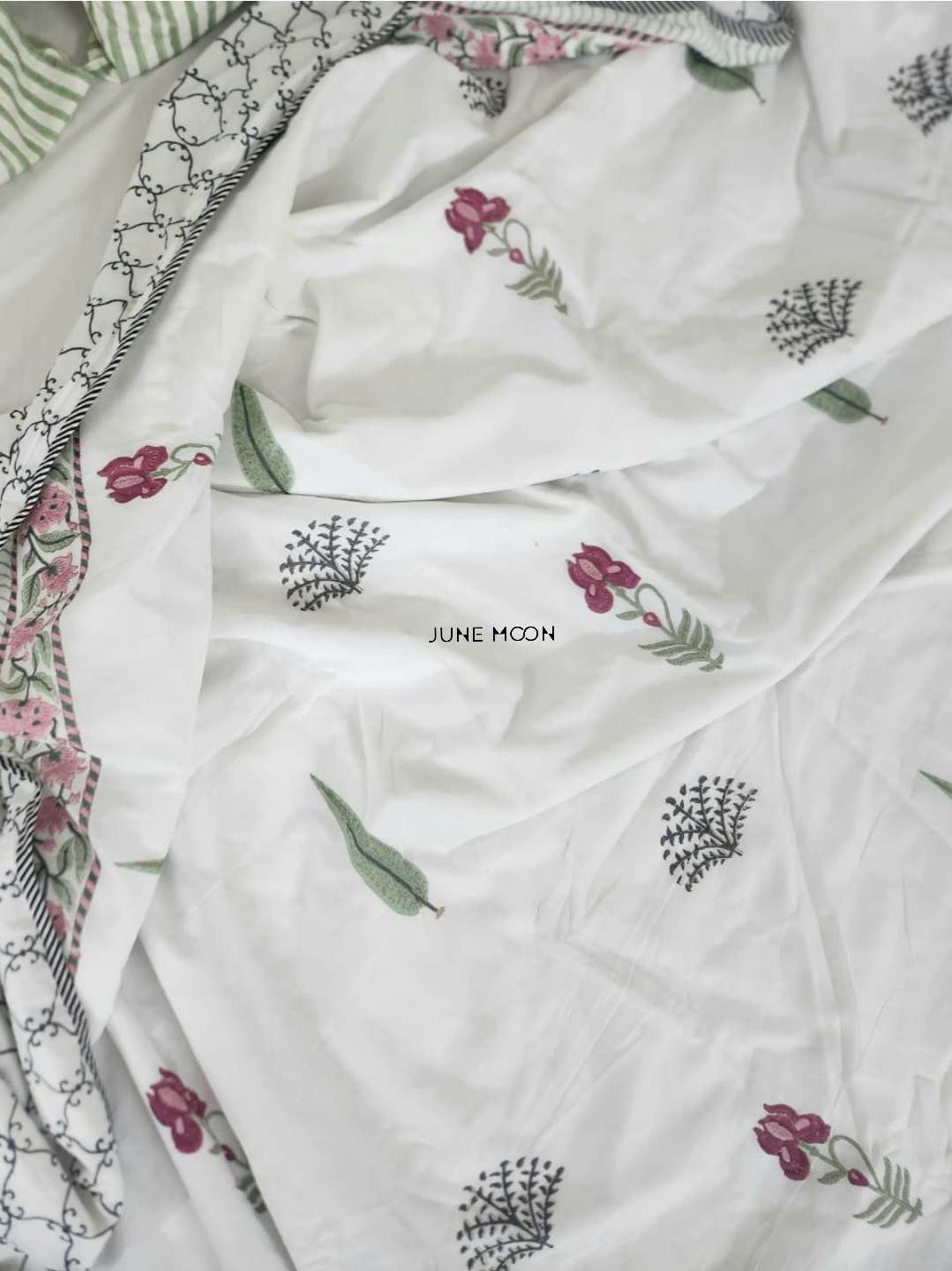 Hued Petals - Block Printed Muslin Dohar