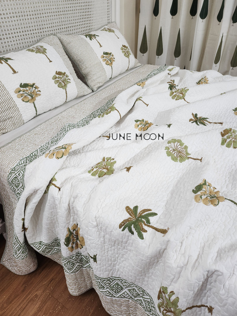 Sultry Greens - Quilted Bedcover Set