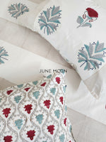 Load image into Gallery viewer, Mint To Be - Block Printed Bedsheet Set (Cream Base)
