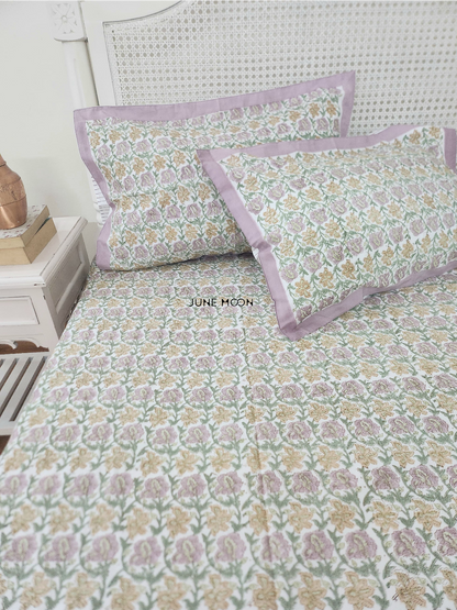 Lavendelle - Block Printed Bedsheet Set