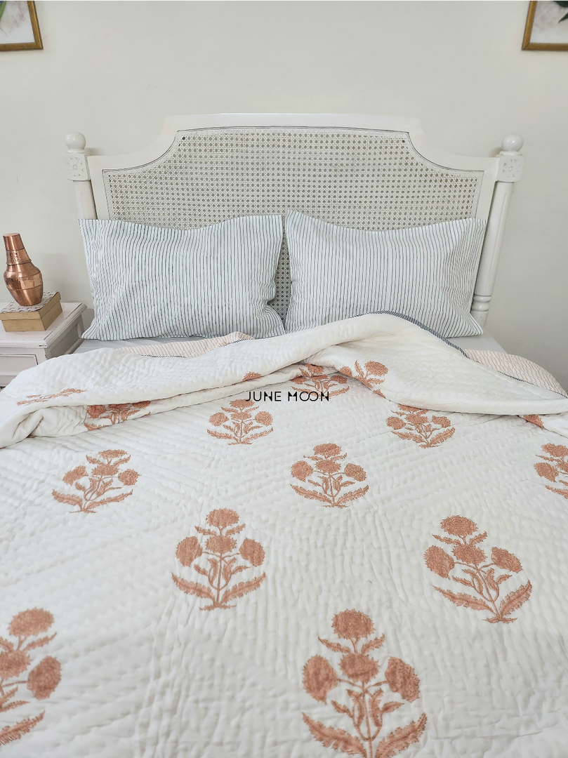 Garden To Earth - Block Printed Muslin Quilt