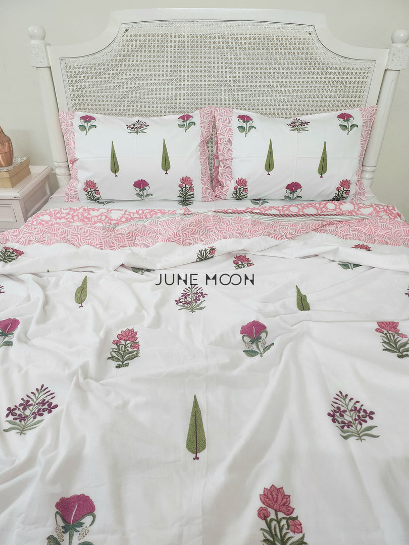 French Garden - Block Printed Muslin Dohar
