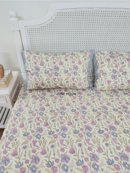 Lavendelle - Set of Quilt &amp; Bedsheet (Cream Base)
