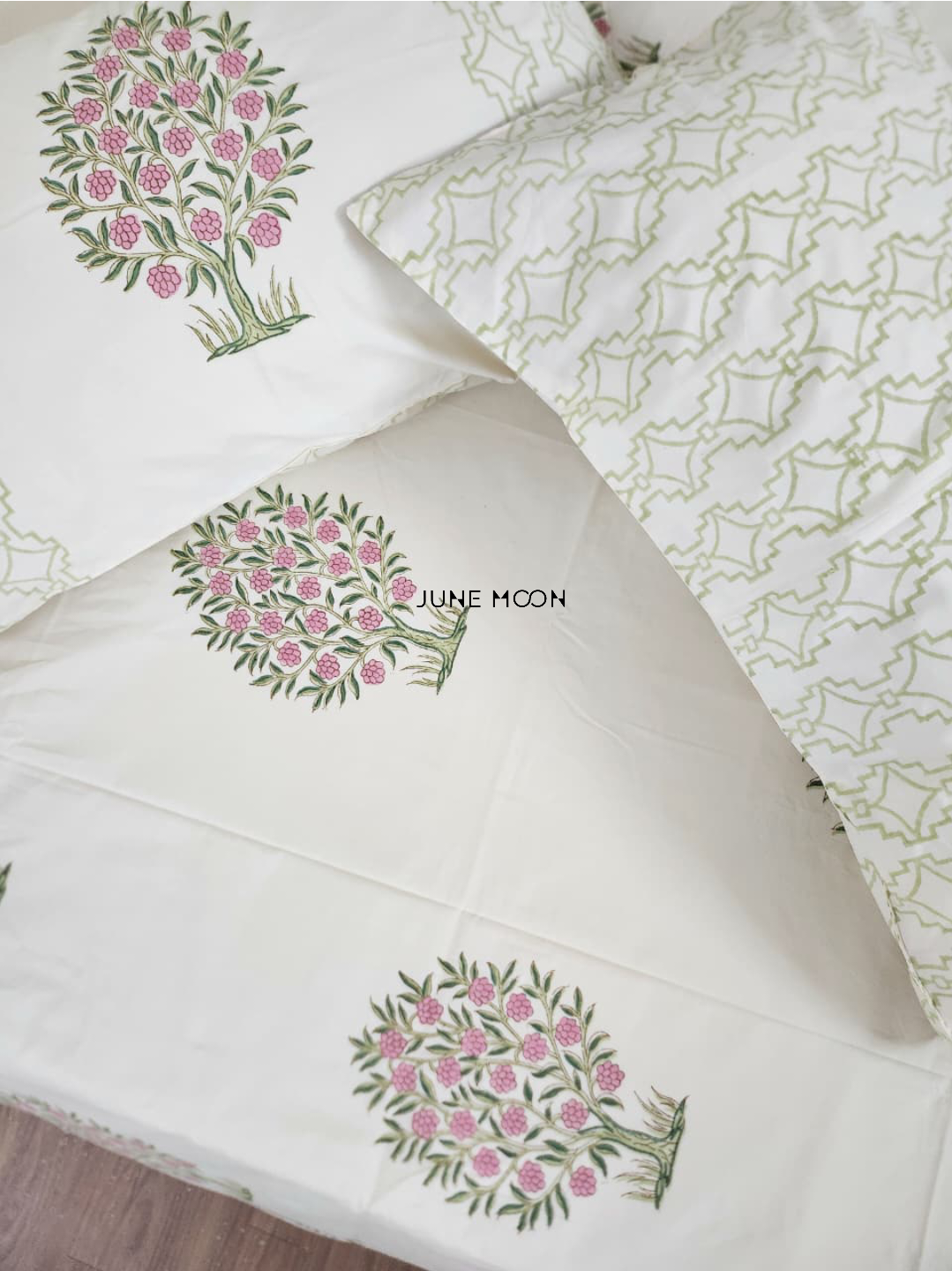 Samriddhi - Block Printed Bedsheet Set (Cream Base)