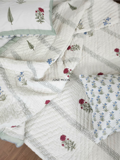 French Garden - Block Printed Muslin Quilt