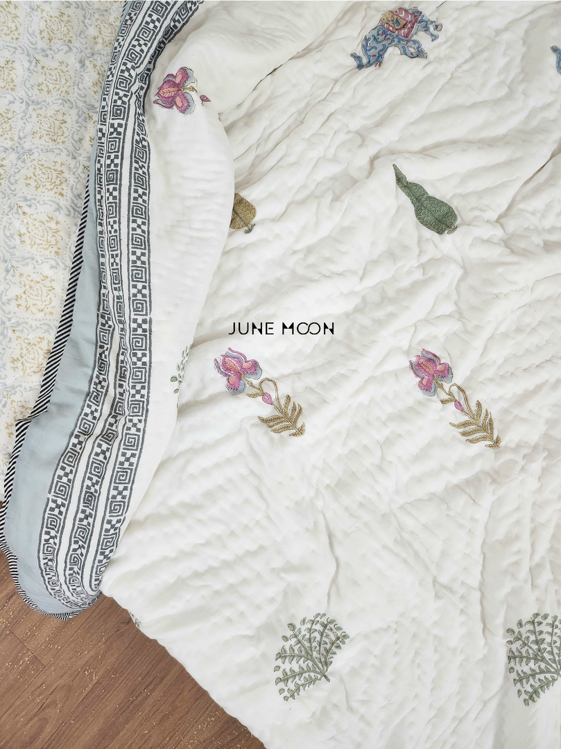 Song of India - Block Printed Muslin Quilt