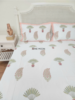 Load image into Gallery viewer, Cosy Coral - Block Printed Bedsheet Set
