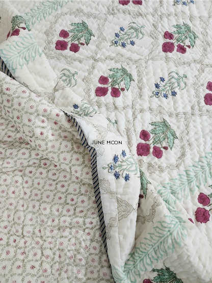 Roseate - Block Printed Muslin Quilt