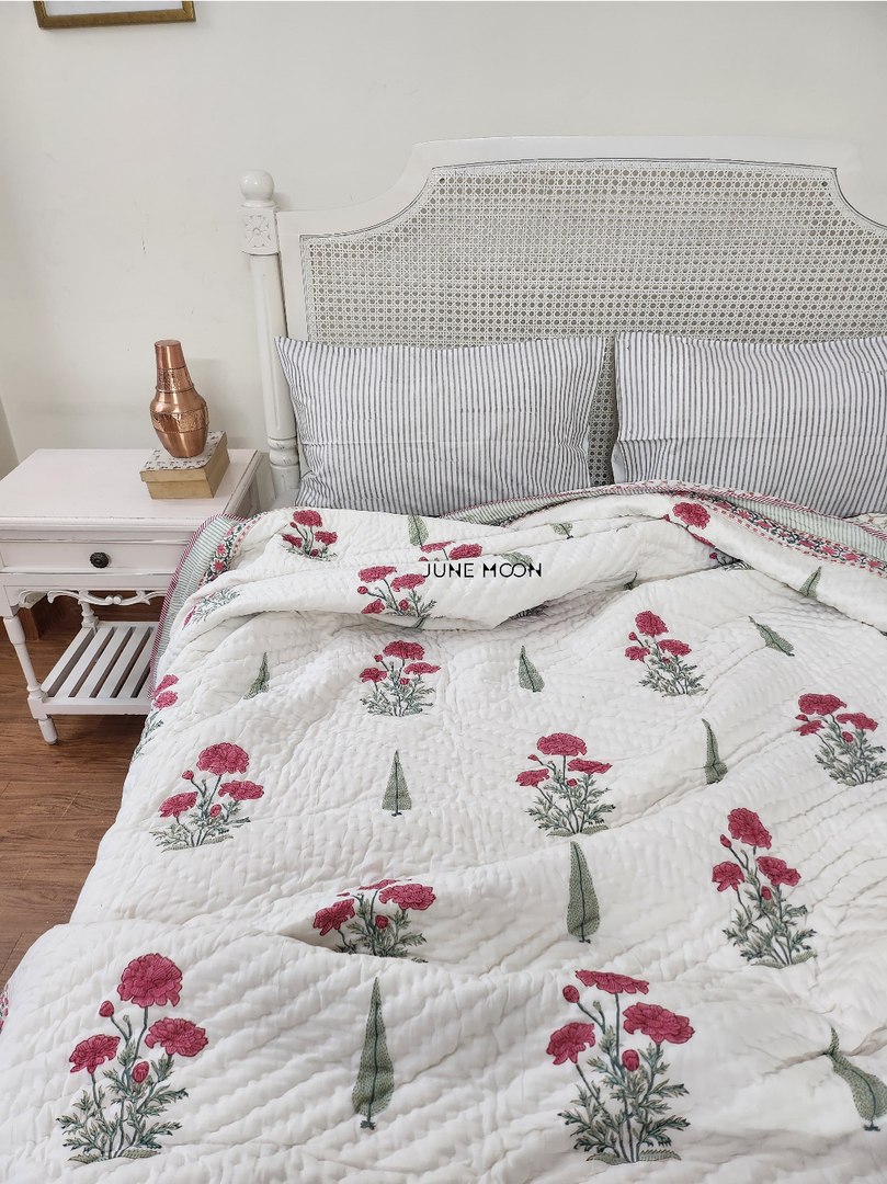 Scarlet - Block Printed Muslin Quilt