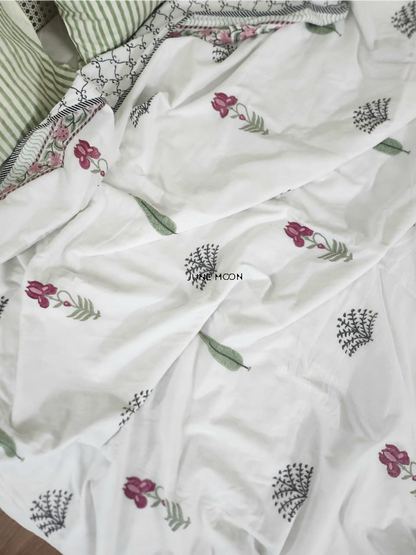 Hued Petals - Block Printed Muslin Dohar