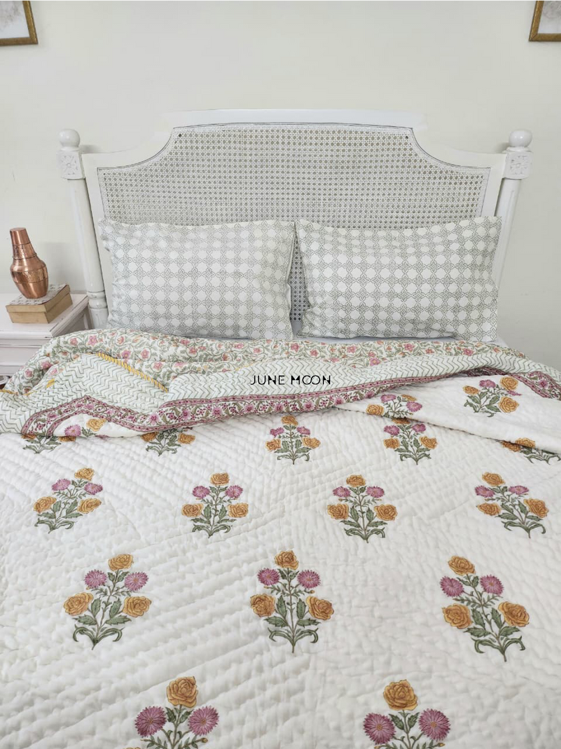 Sunehri Dhoop - Block Printed Muslin Quilt